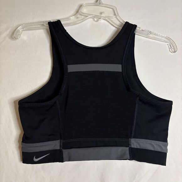 NIKE RUN DVN Women's Sports Bra Size Medium Black Grey Swoosh Activewear - Picture 5 of 10